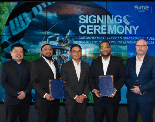 Sime Motors has launched a zero-waste tyre recycling programme, marking a step forward in its environmental efforts, collaboration with Evergreen Corporate Sdn Bhd