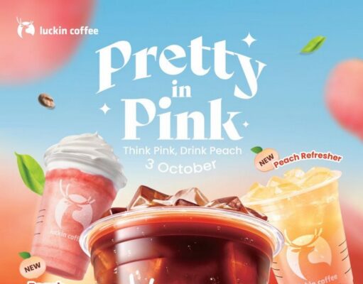 Luckin Coffee has partnered with GrabFood launching their new “Pretty in Pink” peach-flavored series